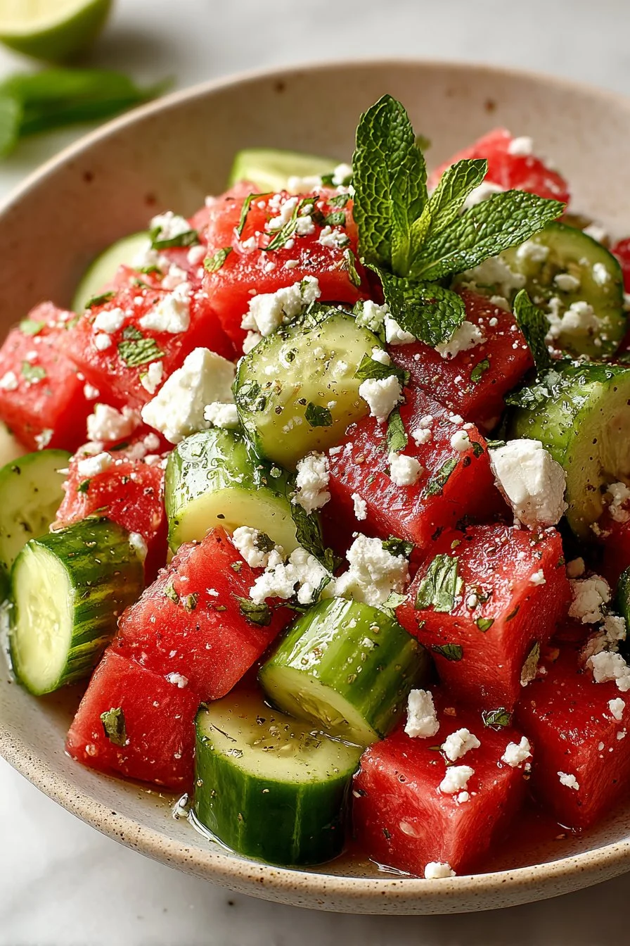 Summer Picnic Cucumber Watermelon Salad with Feta