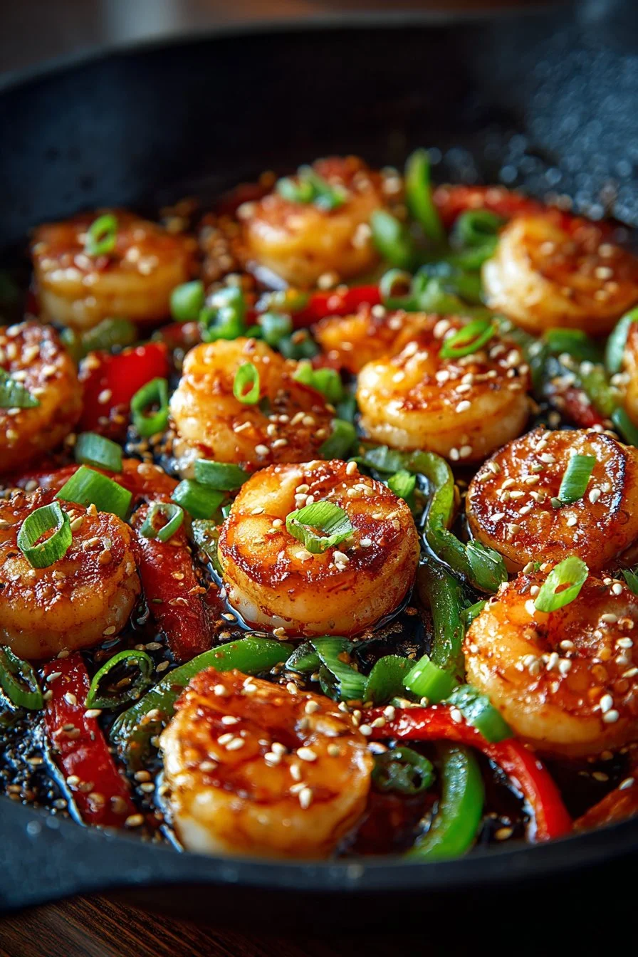 Sweet Chili Glazed Skillet Asian Shrimp recipe dish