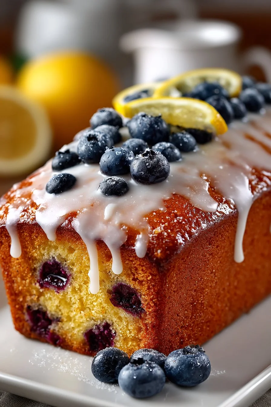 Sweet Glazed Homemade Blueberry Lemon Bread