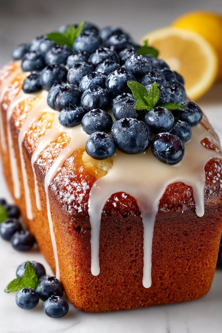 Sweet Glazed Homemade Blueberry Lemon Bread