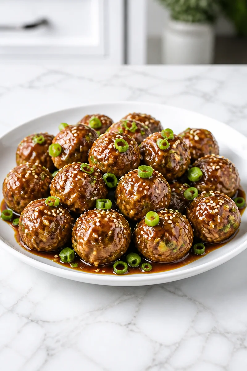 Healthy teriyaki turkey meatballs prepared for weekly meal prep