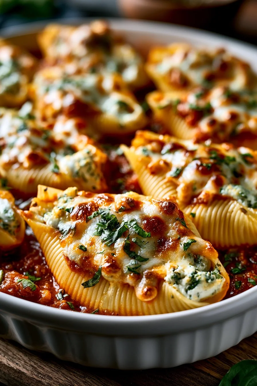 Traditional Baked Stuffed Shells Italian Recipe