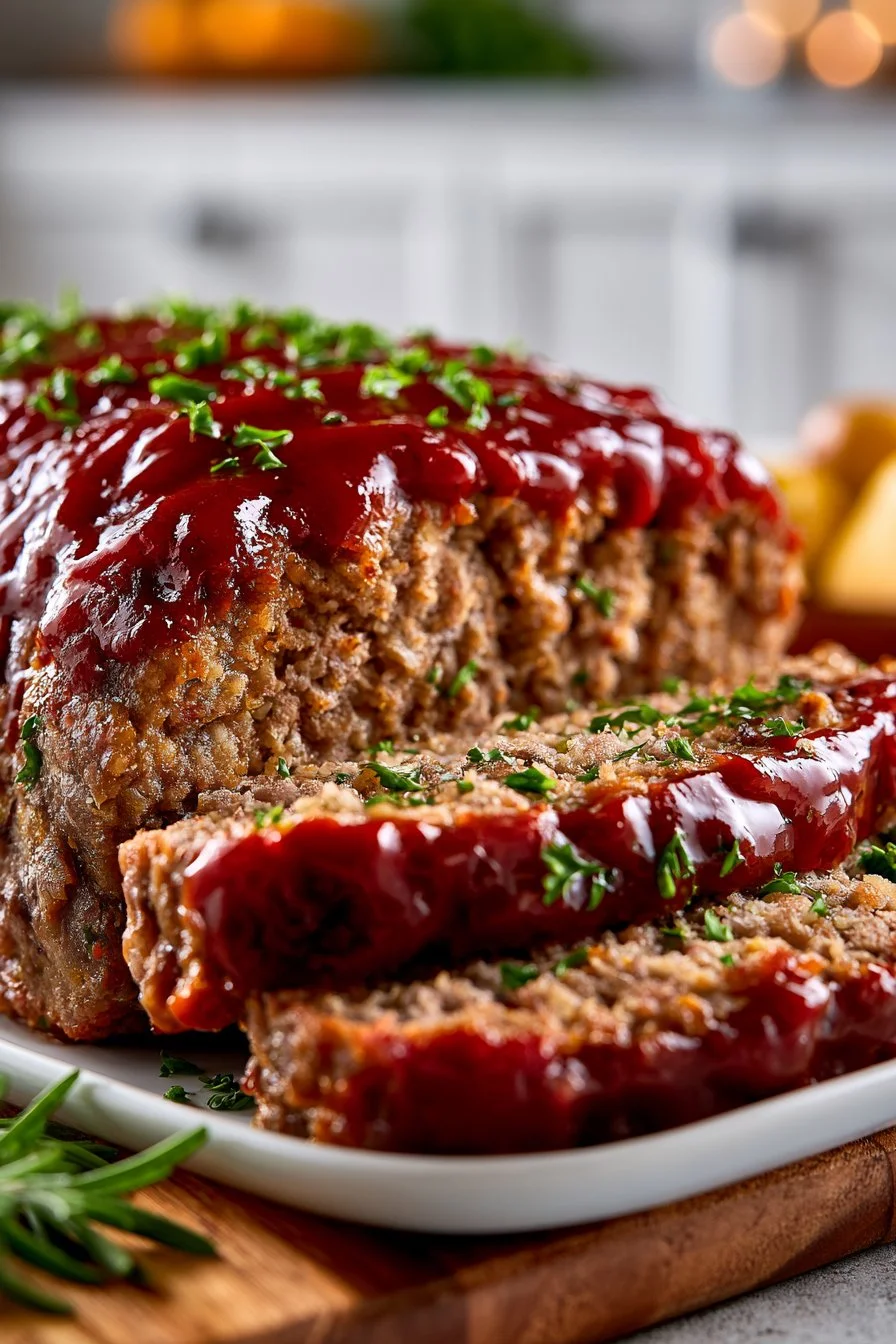 Vintage Homestyle Glazed Beef Meatloaf