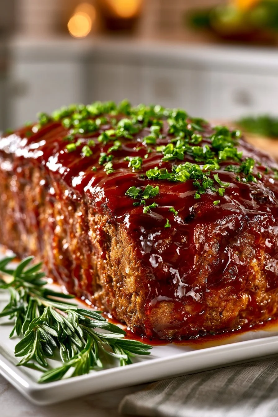 Vintage Homestyle Glazed Beef Meatloaf