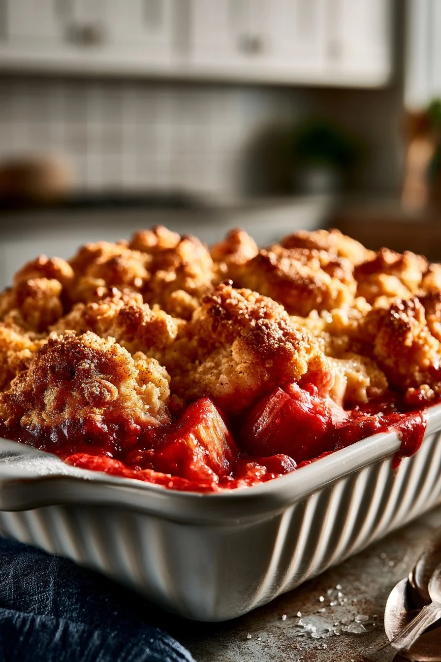 Warm Spiced Southern Rhubarb Cobbler