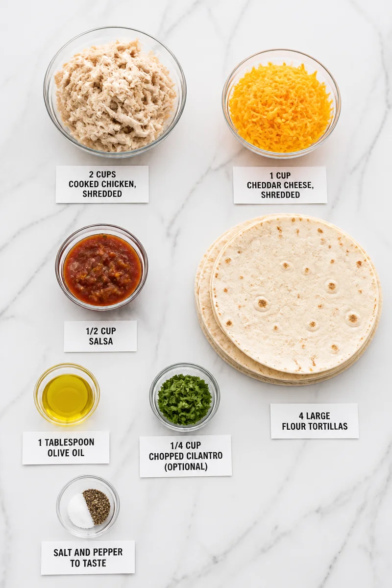 Authentic Chicken Quesadilla with Cheddar and Salsa