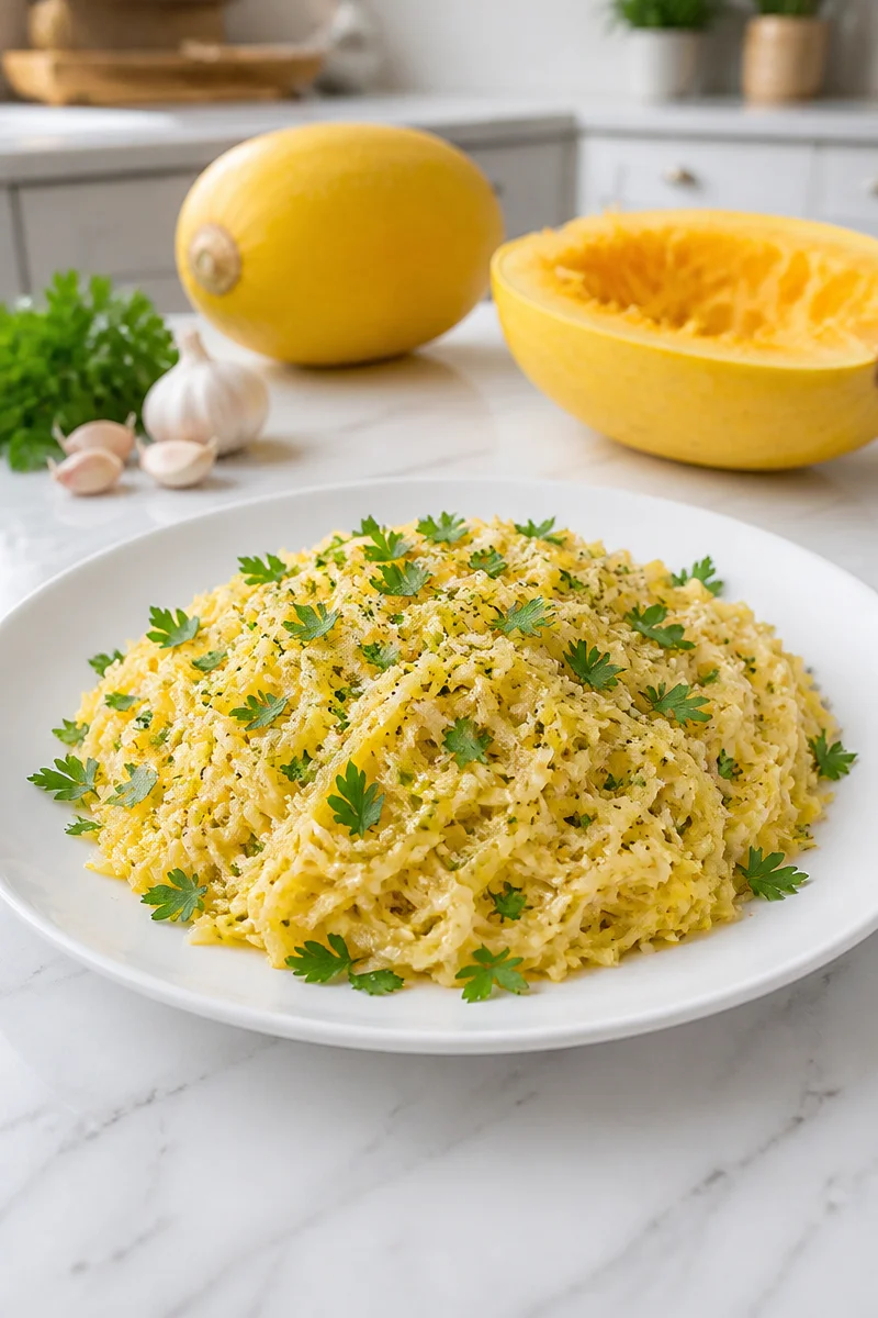 Cheesy Garlic Butter And Herb Spaghetti Squash Recipe