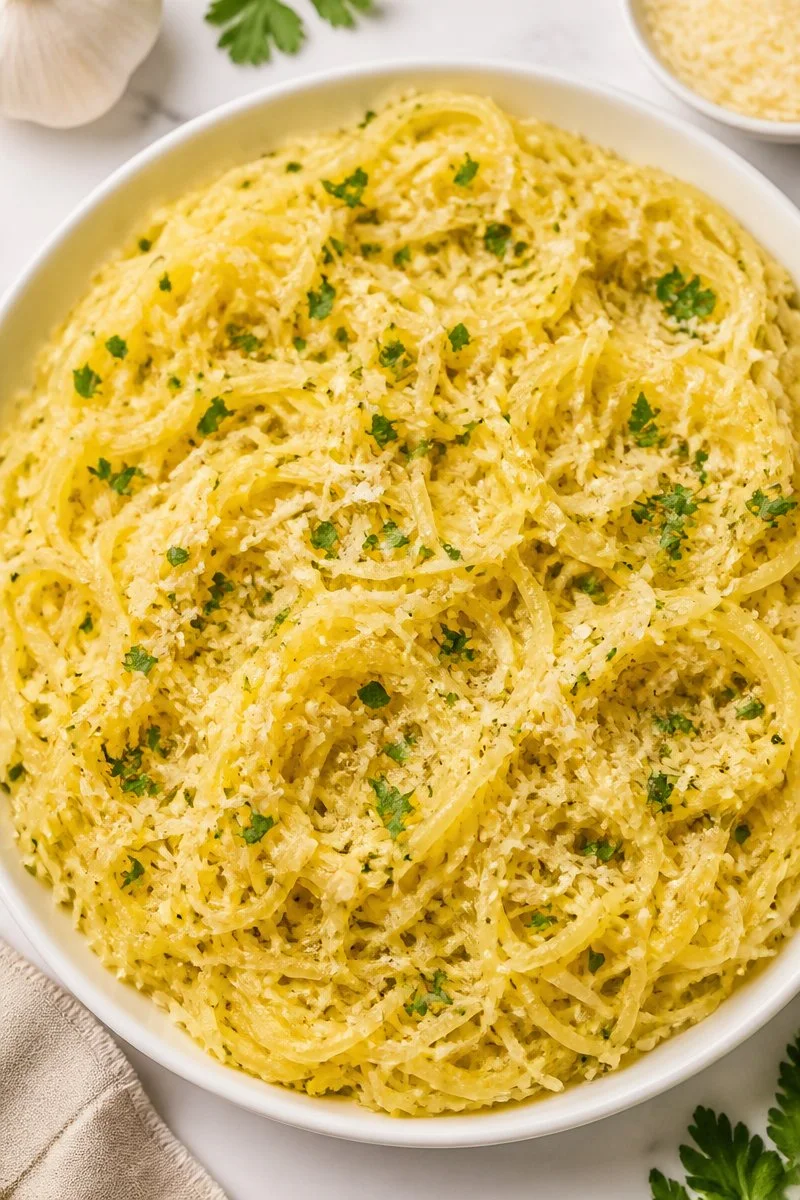 Cheesy Garlic Butter And Herb Spaghetti Squash Recipe