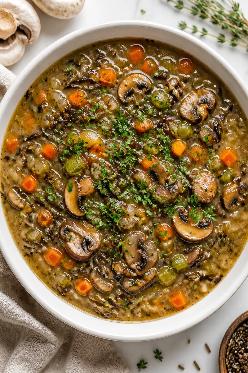 Cozy Autumn Wild Rice And Mushroom Soup