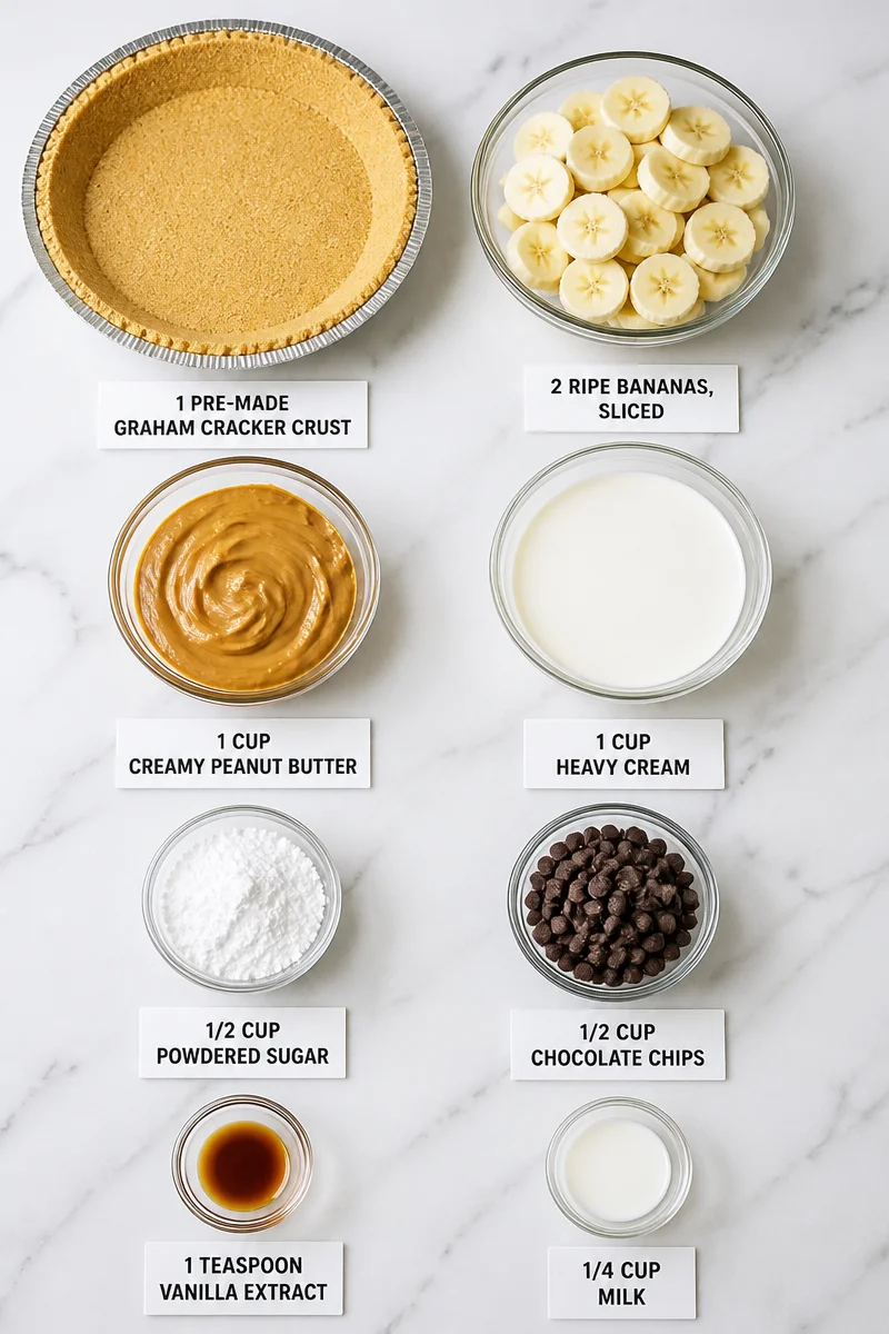 Creamy Banana And Chocolate Peanut Butter Pie