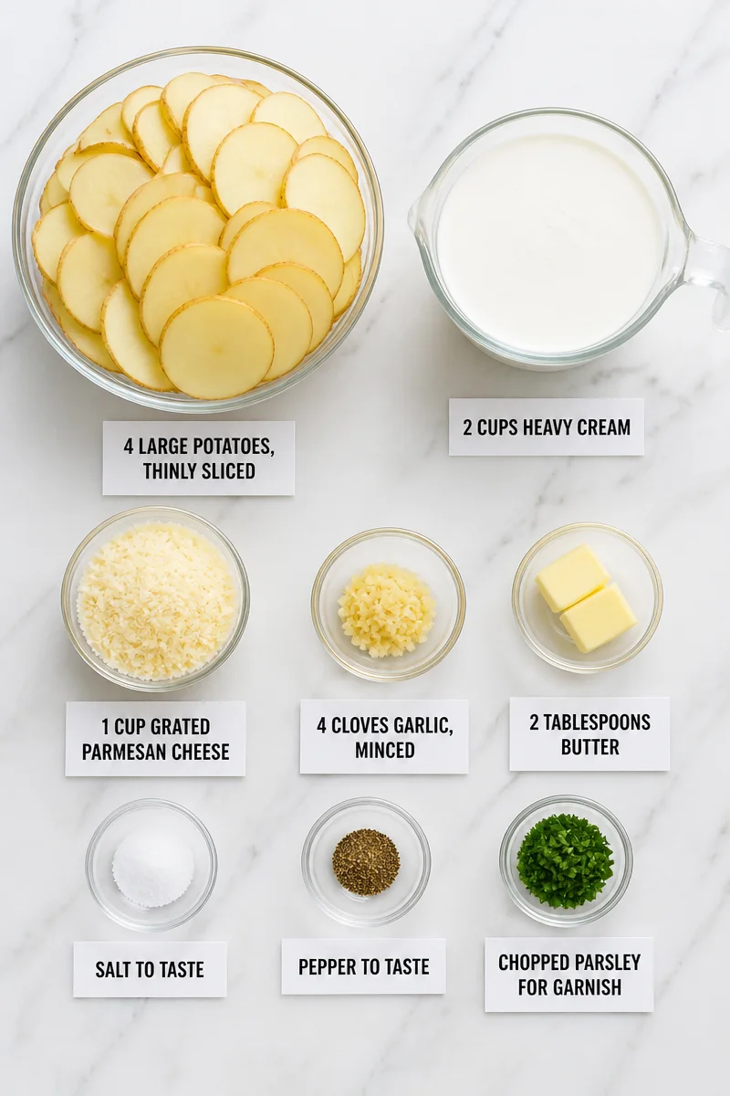 Creamy Garlic And Parmesan Baked Scalloped Potato