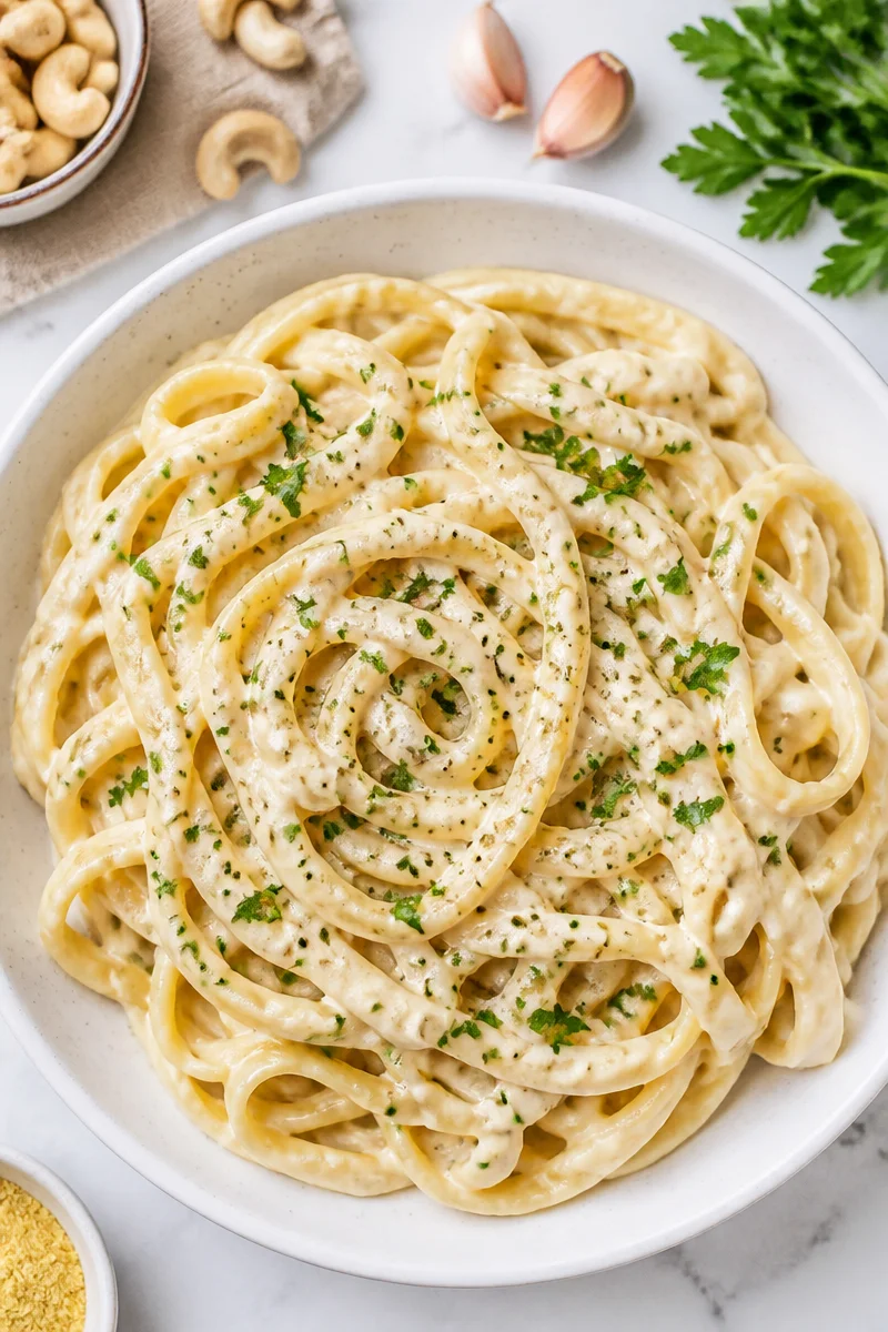 Creamy Vegan Cashew Alfredo Pasta
