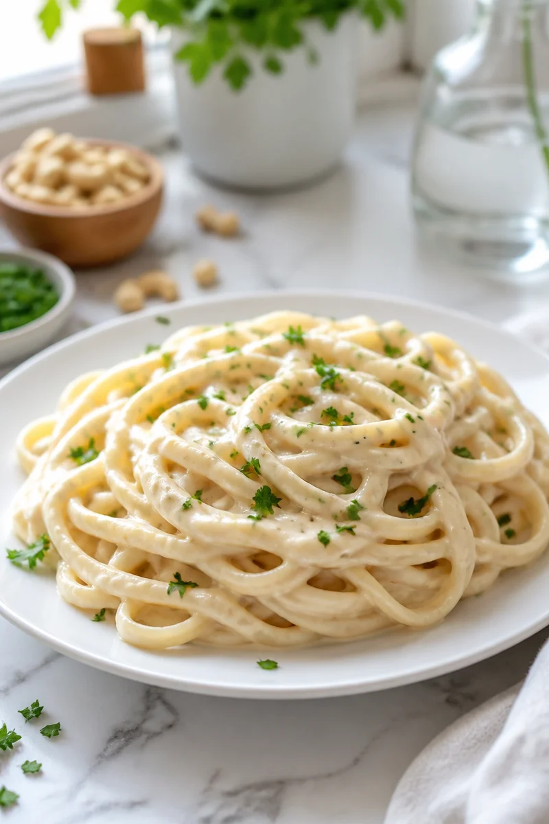 Creamy Vegan Cashew Alfredo Pasta