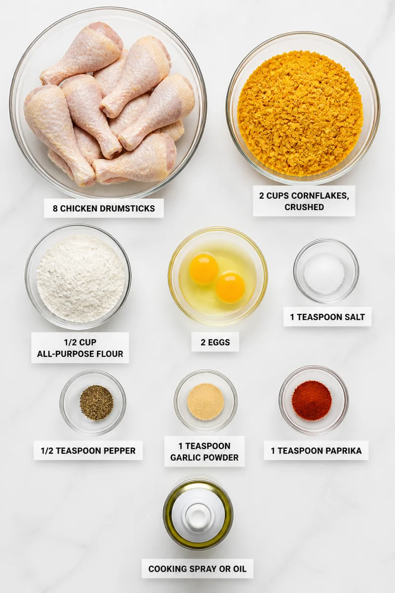 Crispy Cornflake Crusted Baked Chicken Drumsticks