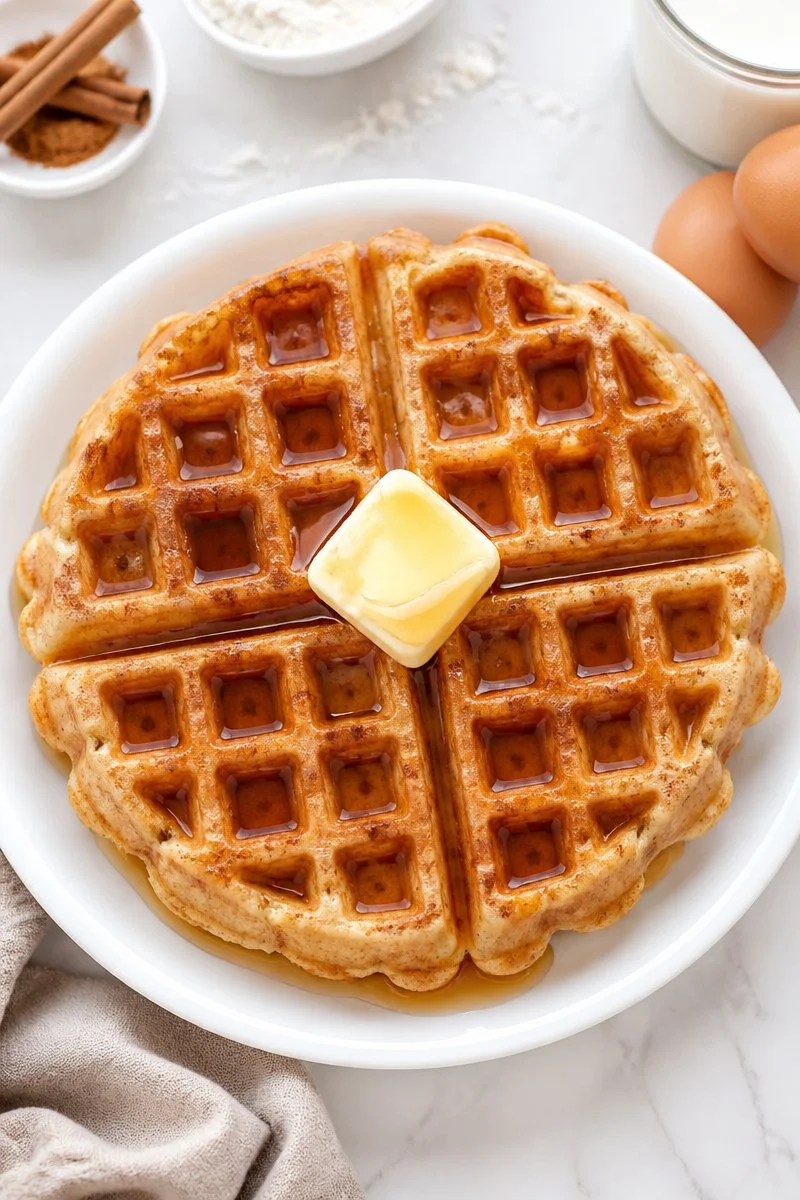 Fluffy Homemade Cinnamon Buttermilk Waffle