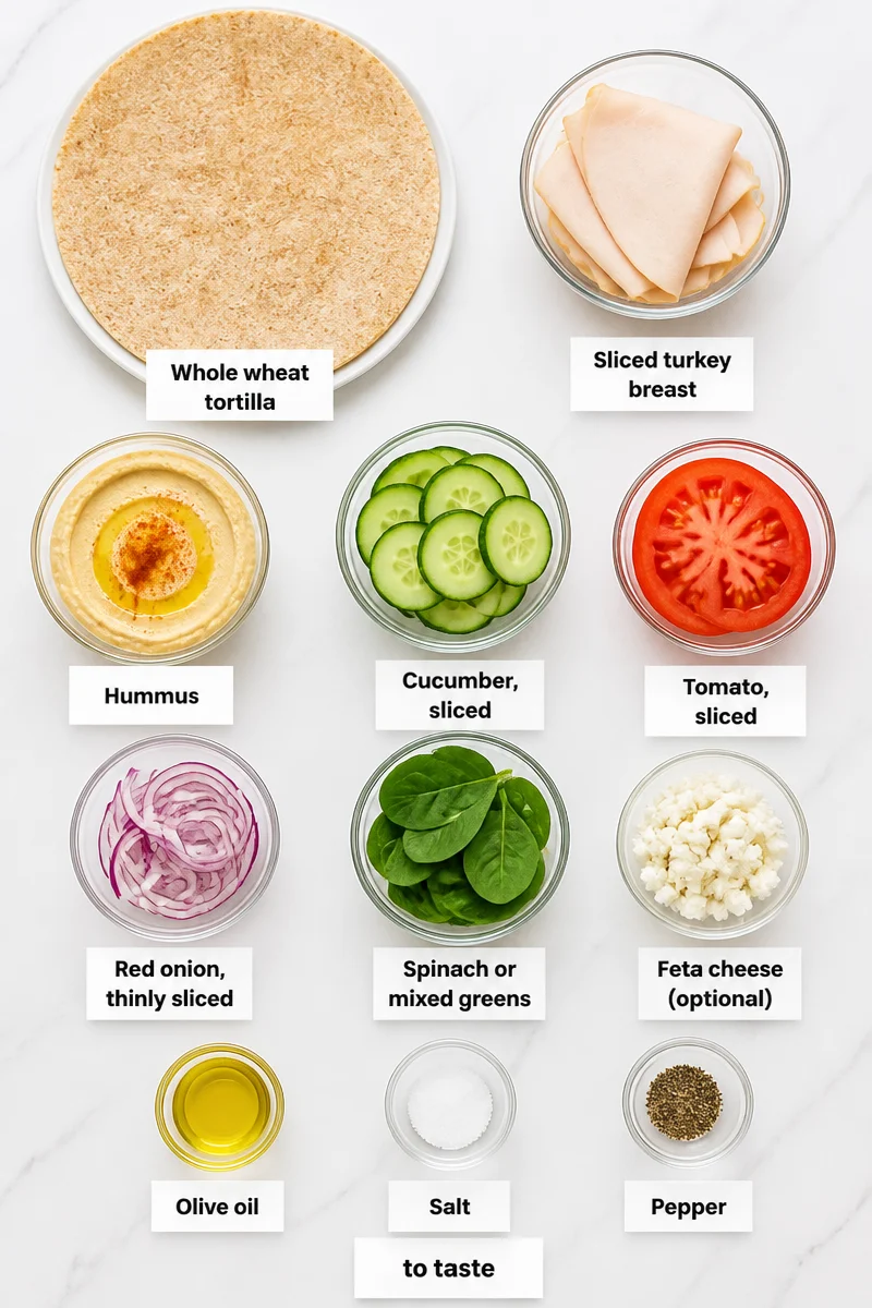 Healthy Mediterranean Turkey Wrap with Hummus Healthy Mediterranean Turkey Wrap with Hummus
