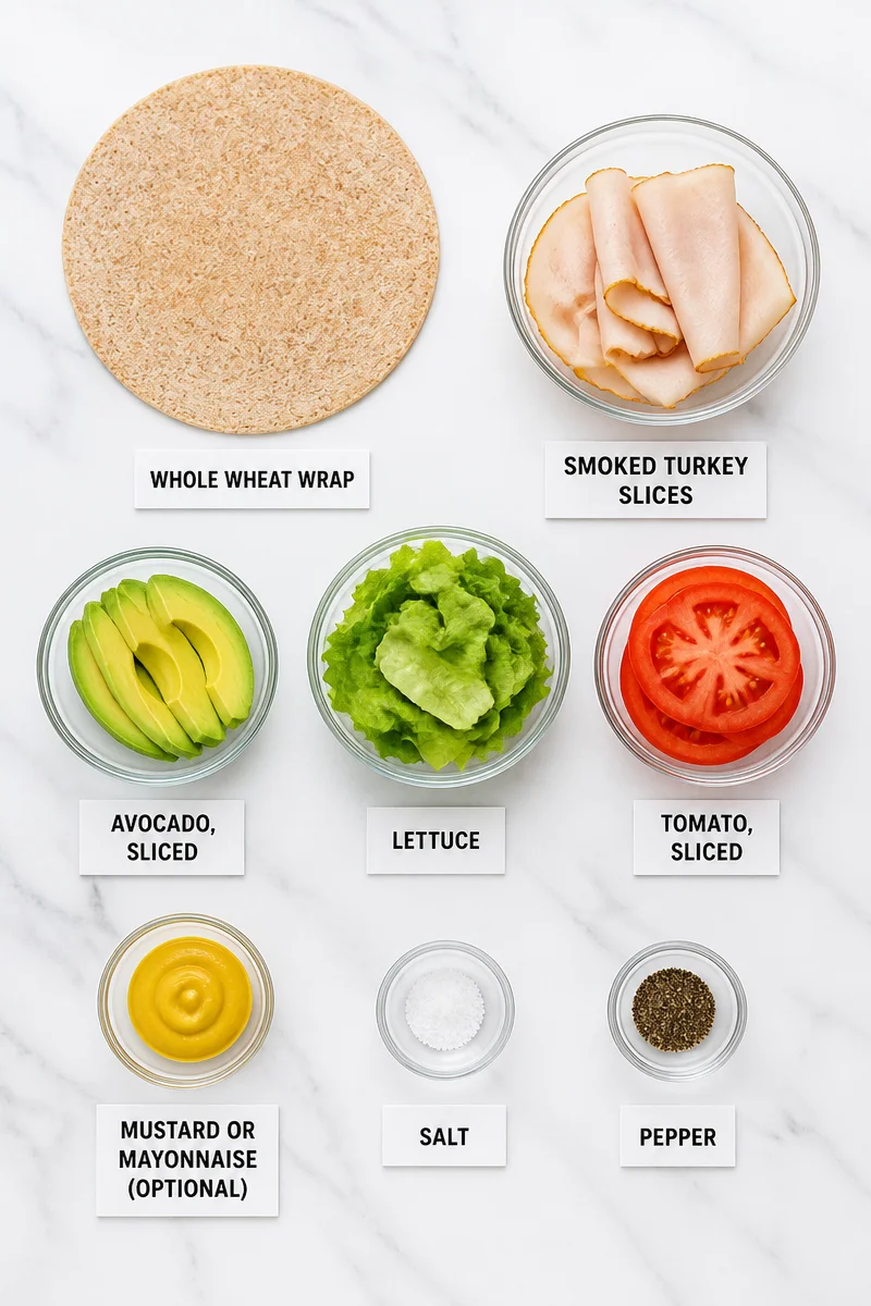 Healthy Smoked Turkey And Avocado Wrap Lunch