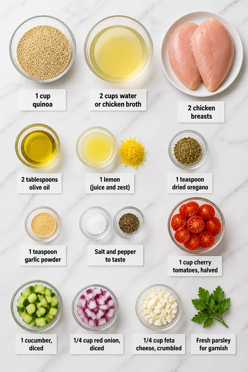 Mediterranean Lemon Herb Quinoa And Chicken Bowl