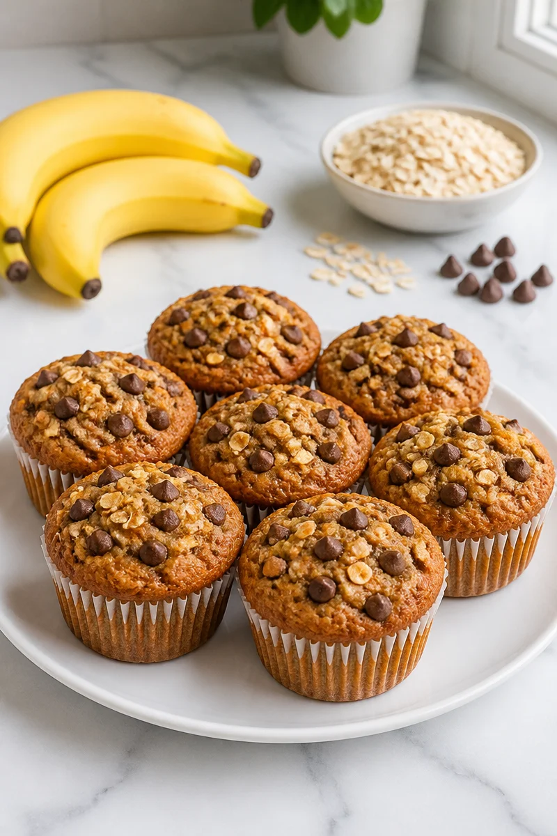 Moist Chocolate Chip Oat Banana Muffin Moist Chocolate Chip Oat Banana Muffin