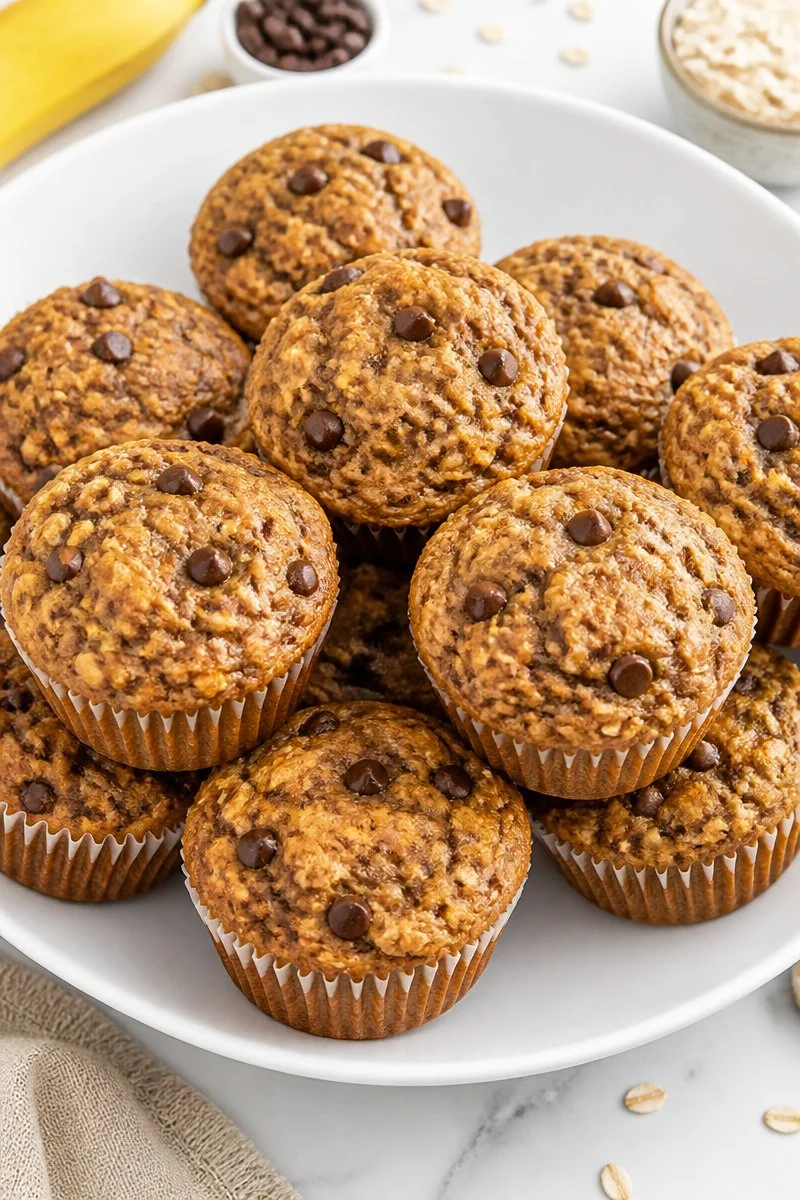Moist Chocolate Chip Oat Banana Muffin Moist Chocolate Chip Oat Banana Muffin