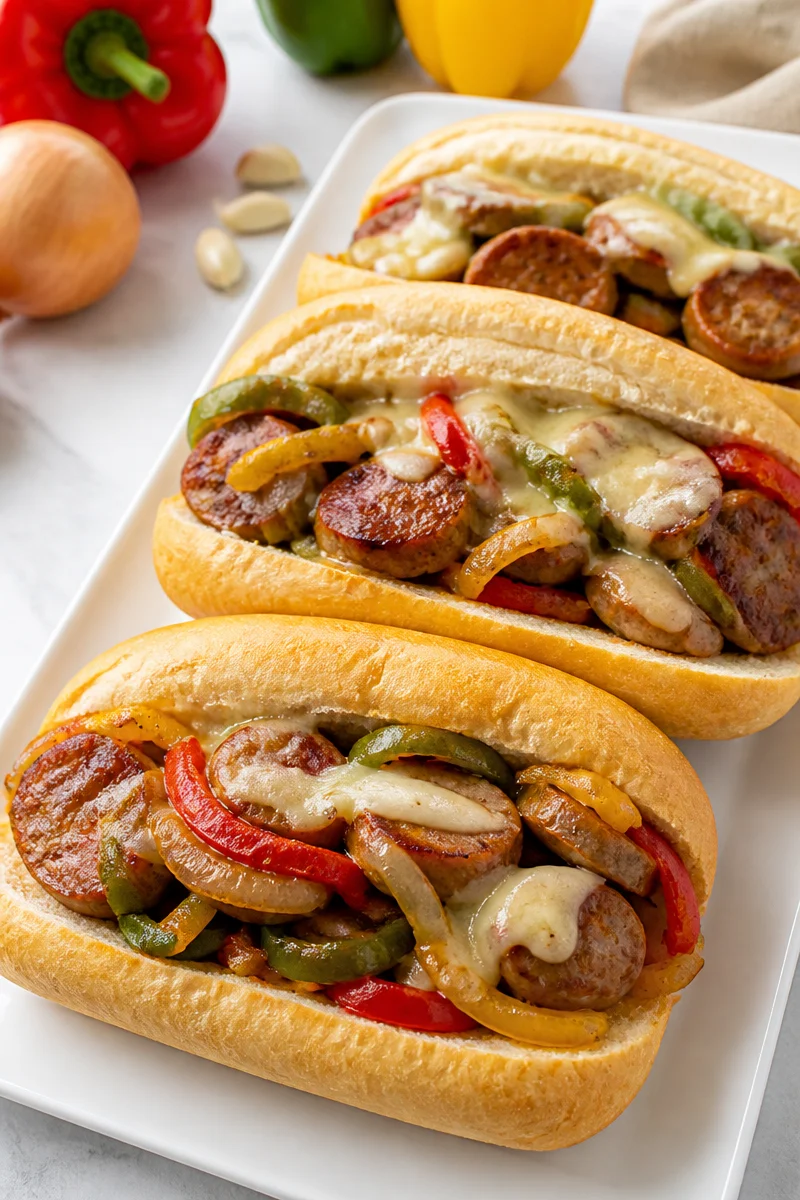 Quick Beef Sausage And Pepper Hoagies
