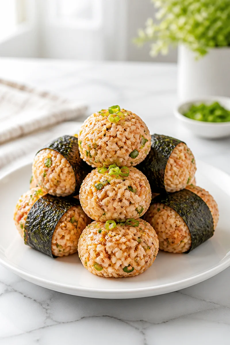 Quick spicy tuna mayo rice balls sushi recipe