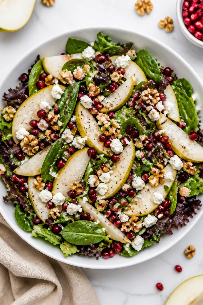 Refreshing Pear And Pomegranate Autumn Salad