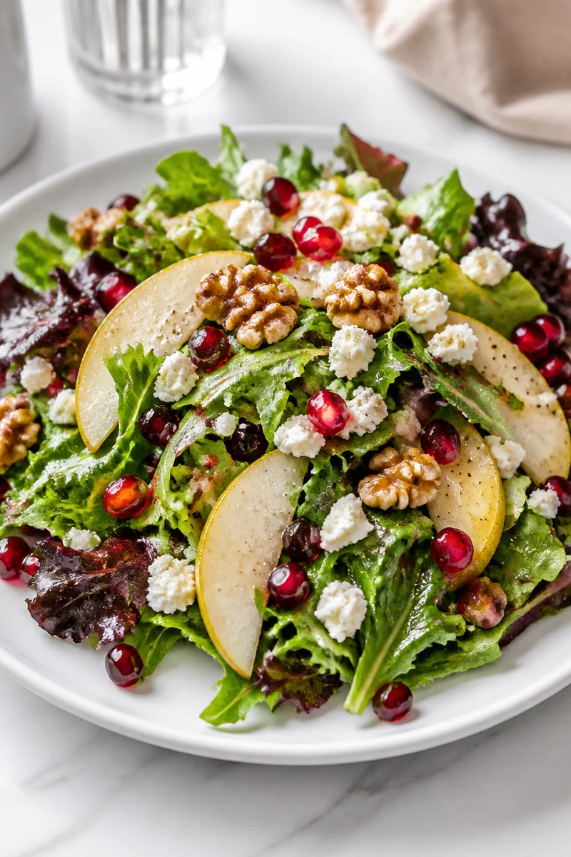 Refreshing Pear And Pomegranate Autumn Salad