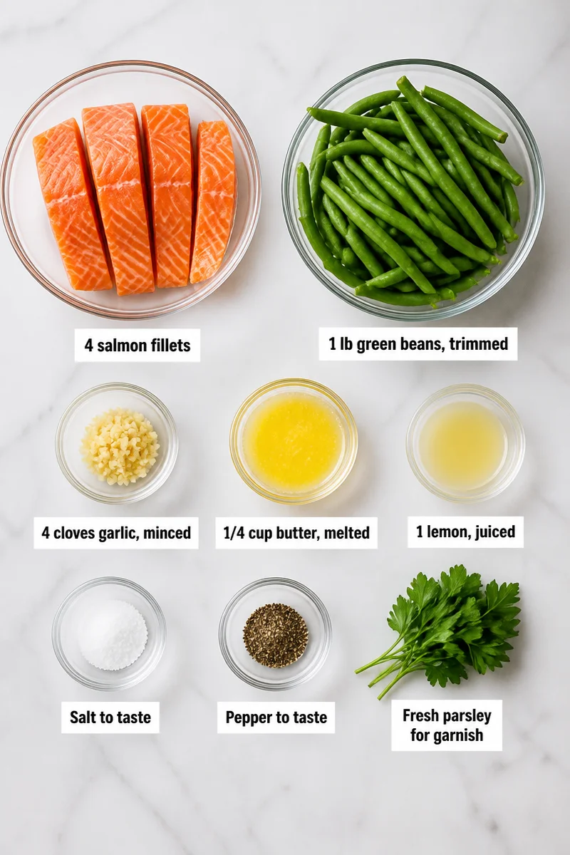 Sheet Pan Garlic Butter Salmon and Green Bean