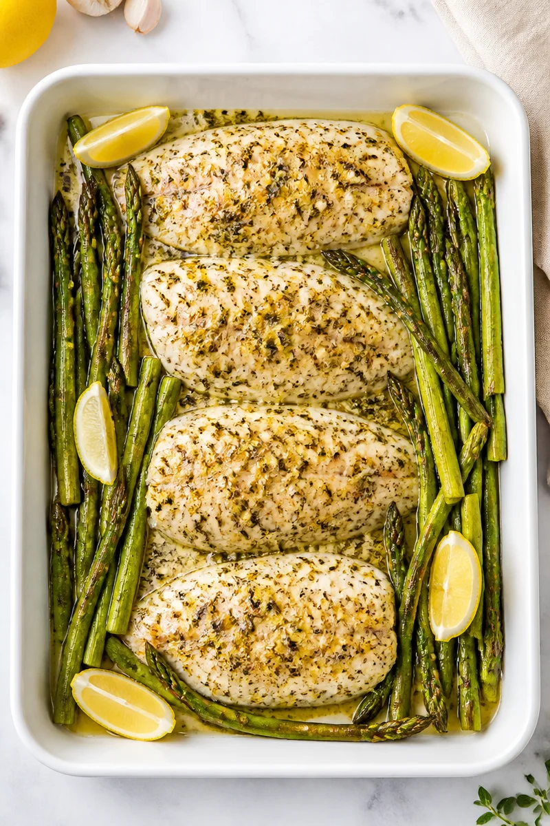 Sheet Pan Lemon Herb Tilapia And Asparagus