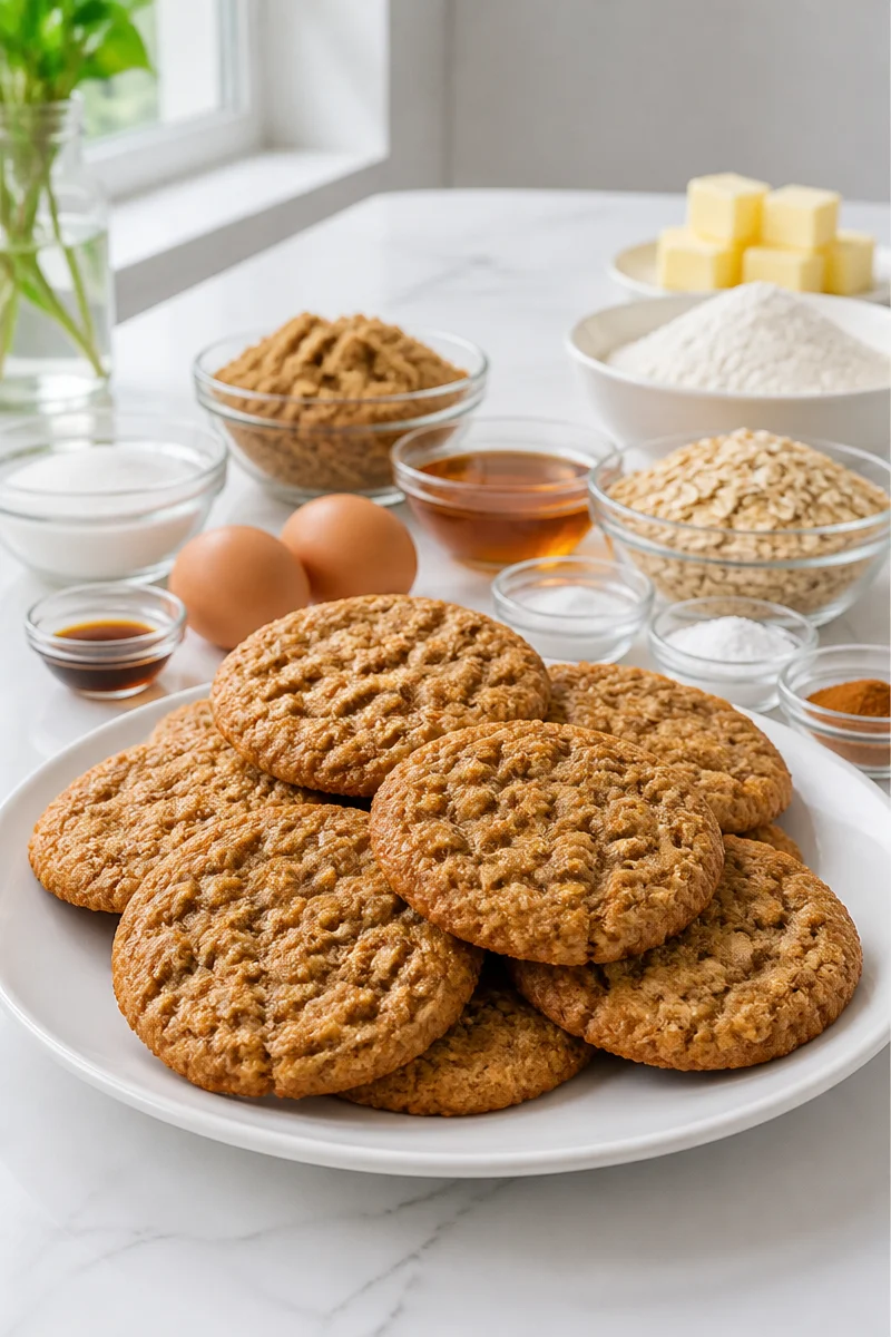 Soft chewy maple brown sugar oatmeal cookie on a plate