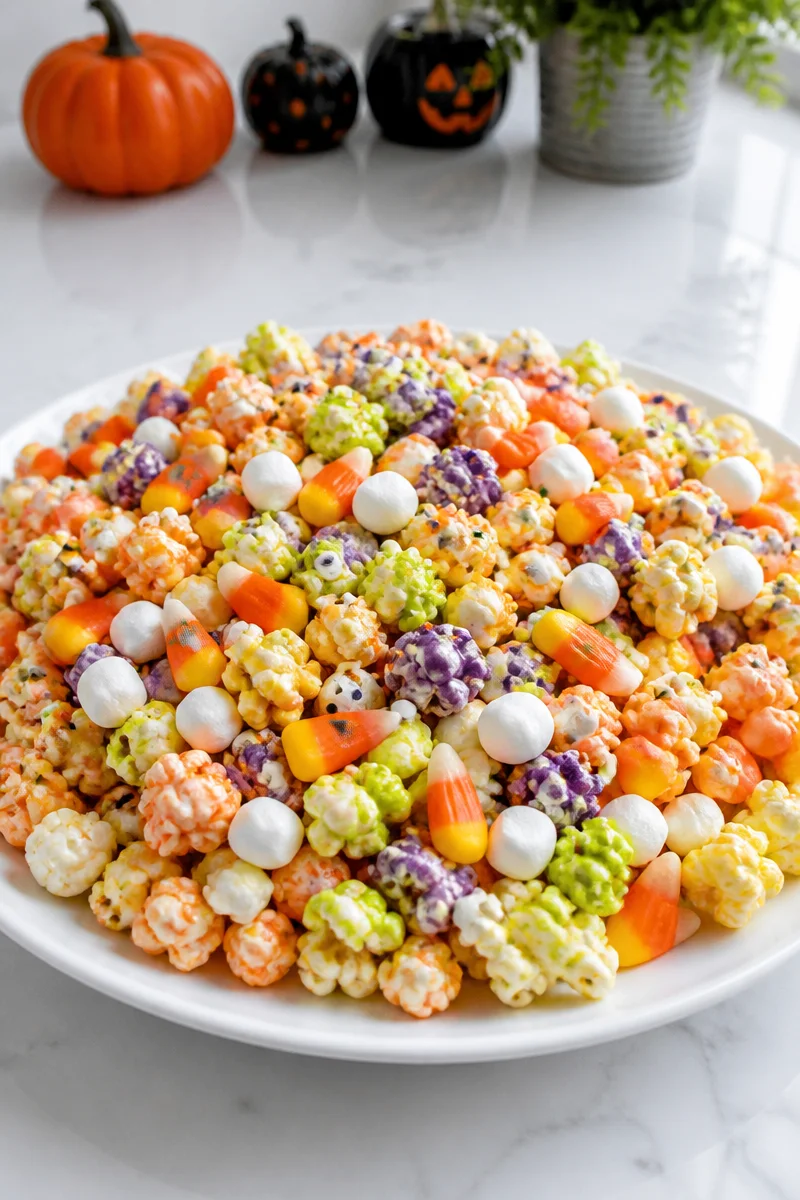 Sweet and salty monster popcorn Halloween snack for parties