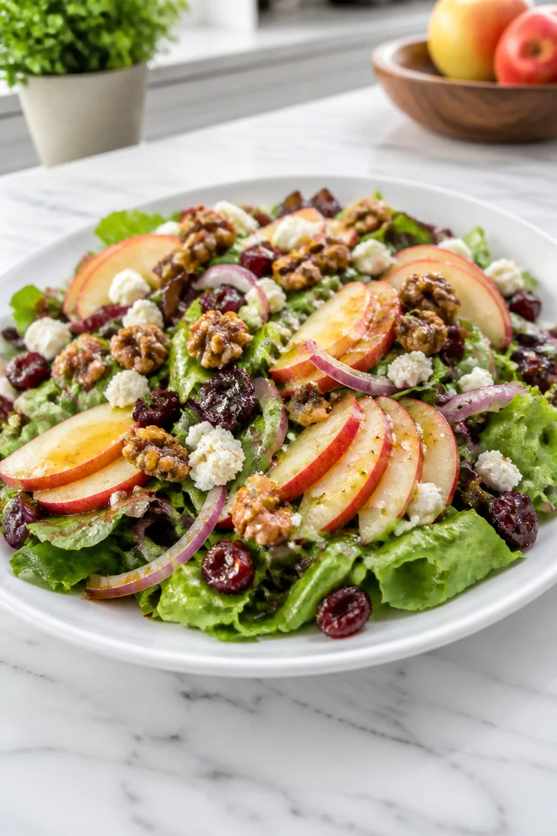 Honeycrisp Apple Feta Walnut Salad with vibrant ingredients