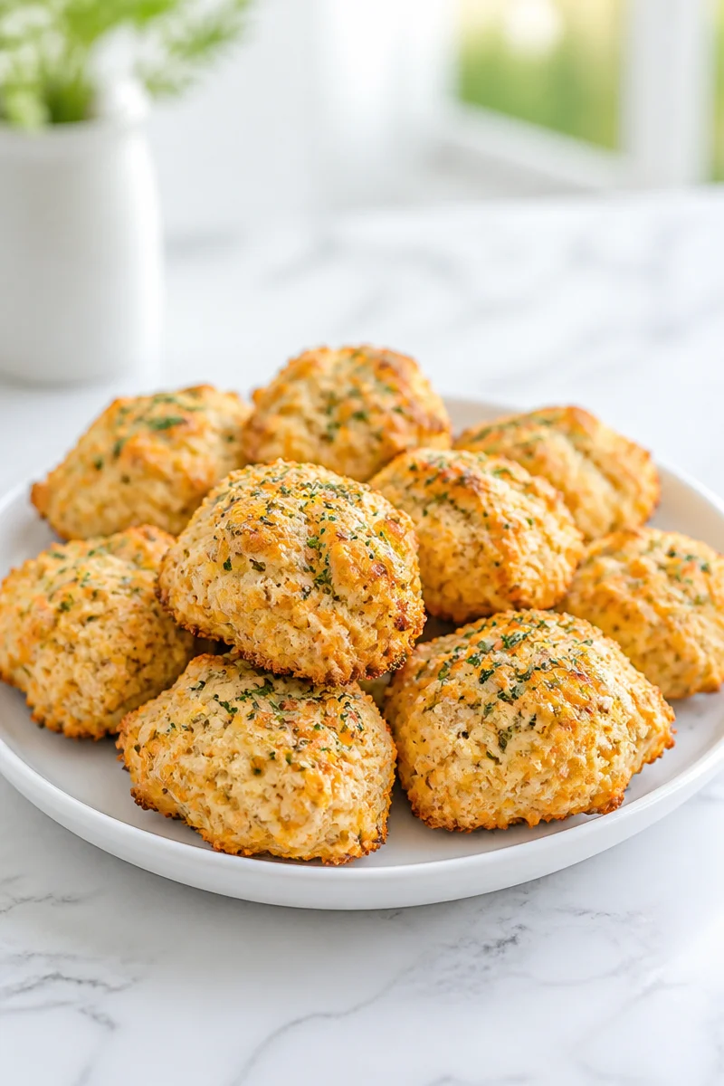 Savory Cheddar Herb Drop Biscuit freshly baked and served warm.