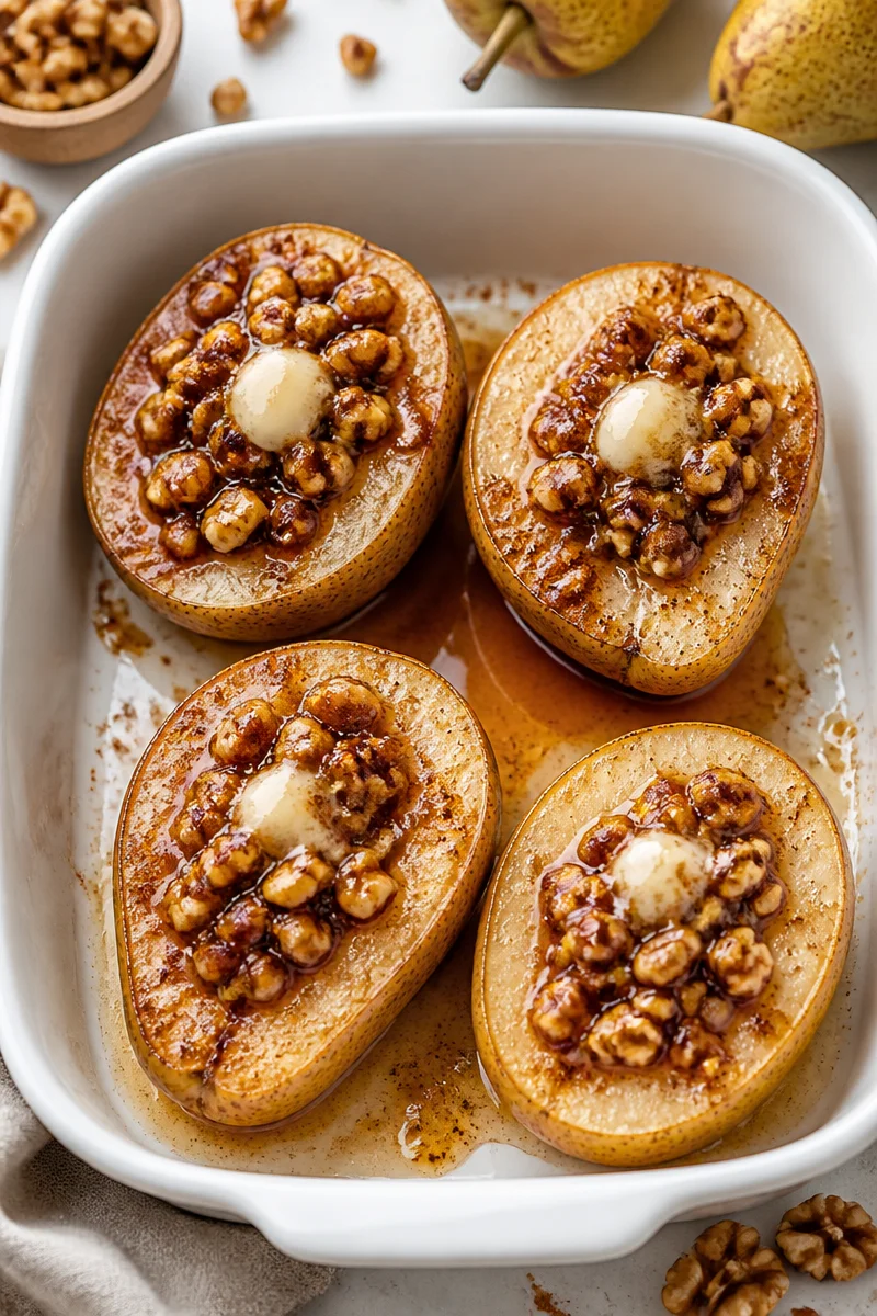 Baked Cinnamon Pear And Walnut Healthy Dessert Recipe