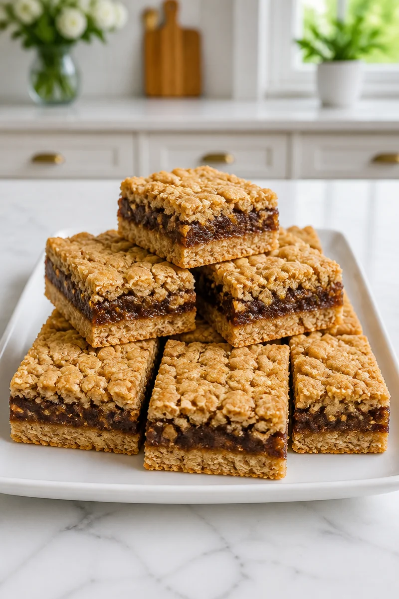 Chewy Oatmeal Date Bars Crumble Top