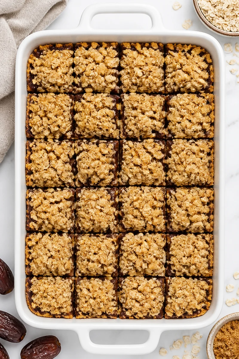 Chewy Oatmeal Date Bars Crumble Top