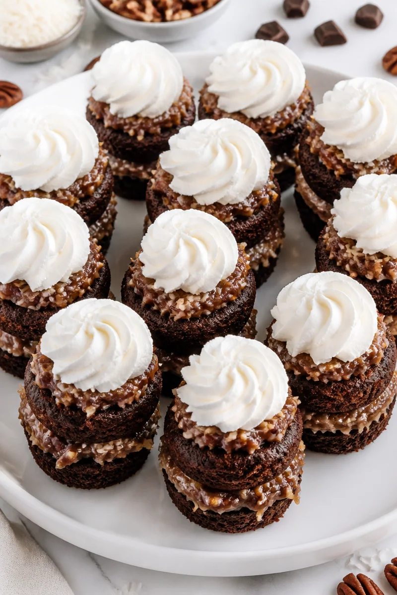 Mini Layered Cupcake German Chocolate Cake