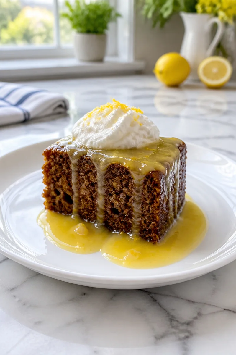 Moist Gingerbread Cake with Lemon Sauce