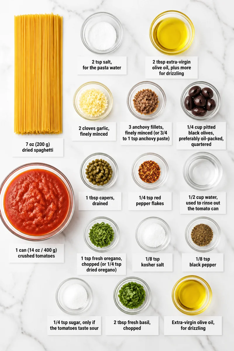 Spaghetti alla Puttanesca With Olives Capers