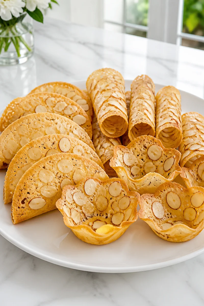 Thin Crisp Almond Tuile Cookies