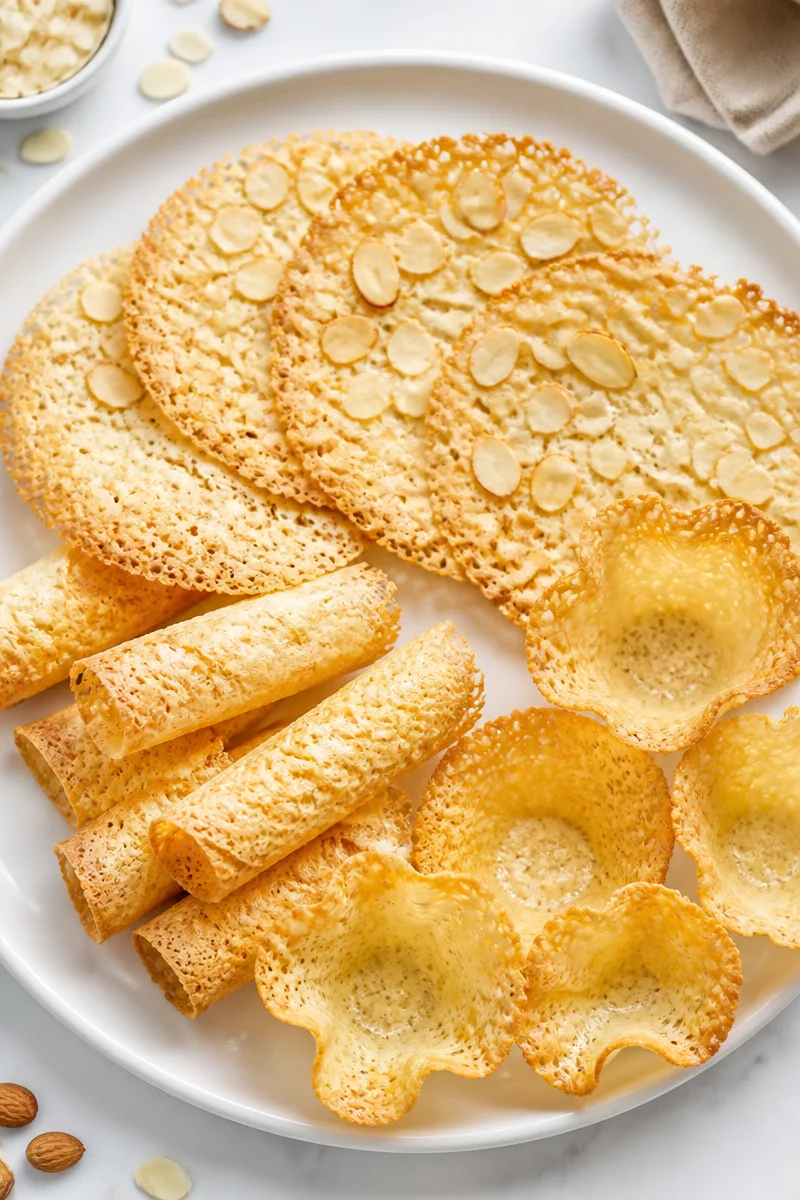 Thin Crisp Almond Tuile Cookies